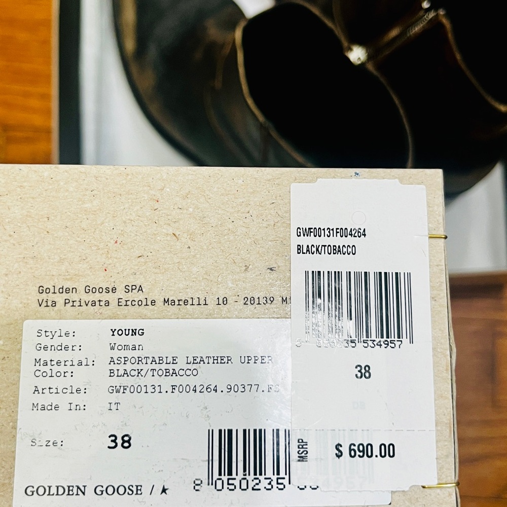 Golden Goose the YOUNG Ankle Boot size 8 & 38 & Black Tobacco / Tan IT Leather - Picture 15 of 16